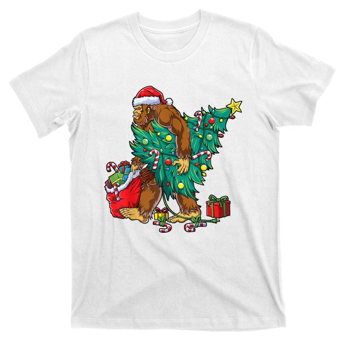 Bigfoot Christmas Tree Lights Xmas Sasquatch Lovers T-Shirt