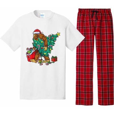 Bigfoot Christmas Tree Lights Xmas Sasquatch Lovers Pajama Set