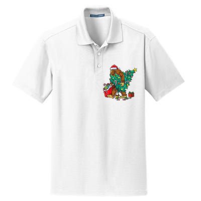 Bigfoot Christmas Tree Lights Xmas Sasquatch Lovers Dry Zone Grid Polo