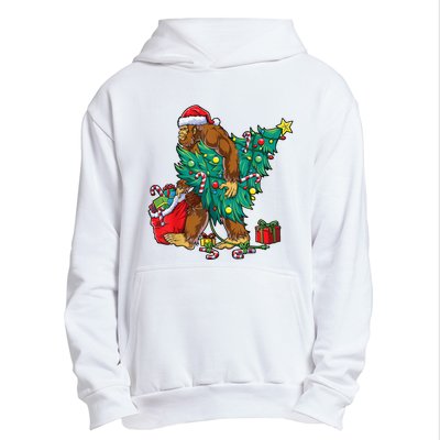 Bigfoot Christmas Tree Lights Xmas Sasquatch Lovers Urban Pullover Hoodie