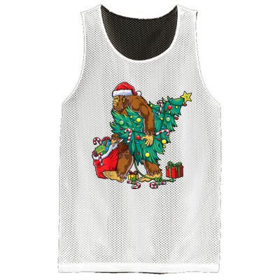 Bigfoot Christmas Tree Lights Xmas Sasquatch Lovers Mesh Reversible Basketball Jersey Tank