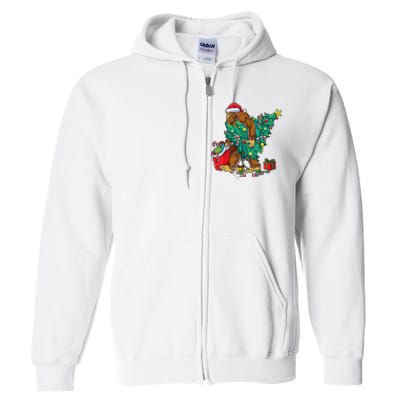 Bigfoot Christmas Tree Lights Xmas Sasquatch Lovers Full Zip Hoodie