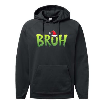 Bruh Christmas Teens Funny Christmas Humor Meme Performance Fleece Hoodie