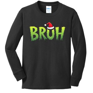 Bruh Christmas Teens Funny Christmas Humor Meme Kids Long Sleeve Shirt