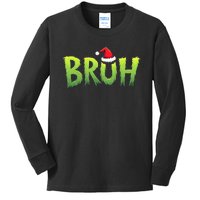 Bruh Christmas Teens Funny Christmas Humor Meme Kids Long Sleeve Shirt