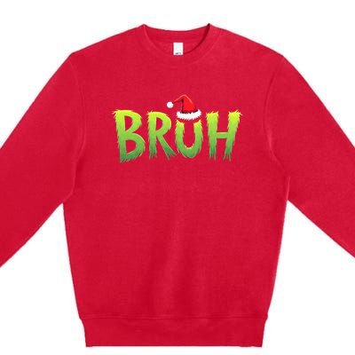 Bruh Christmas Teens Funny Christmas Humor Meme Premium Crewneck Sweatshirt