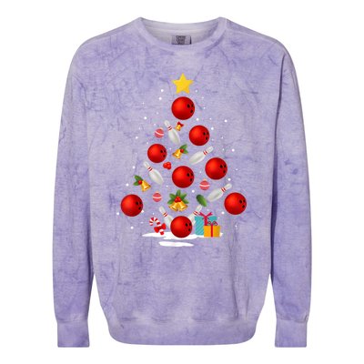 Bowling Christmas Tree Funny Xmas Family Matching Gift Colorblast Crewneck Sweatshirt