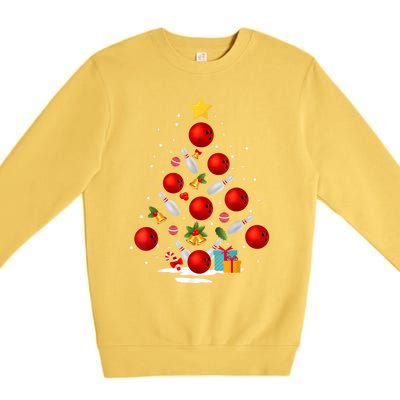 Bowling Christmas Tree Funny Xmas Family Matching Gift Premium Crewneck Sweatshirt