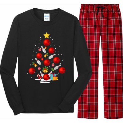 Bowling Christmas Tree Funny Xmas Family Matching Gift Long Sleeve Pajama Set