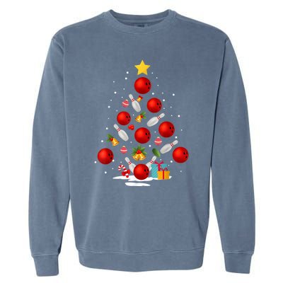 Bowling Christmas Tree Funny Xmas Family Matching Gift Garment-Dyed Sweatshirt