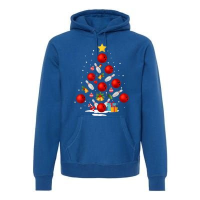 Bowling Christmas Tree Funny Xmas Family Matching Gift Premium Hoodie