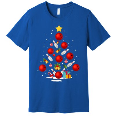 Bowling Christmas Tree Funny Xmas Family Matching Gift Premium T-Shirt