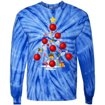 Bowling Christmas Tree Funny Xmas Family Matching Gift Tie-Dye Long Sleeve Shirt