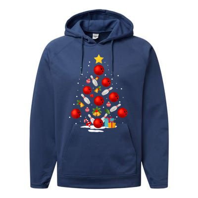 Bowling Christmas Tree Funny Xmas Family Matching Gift Performance Fleece Hoodie