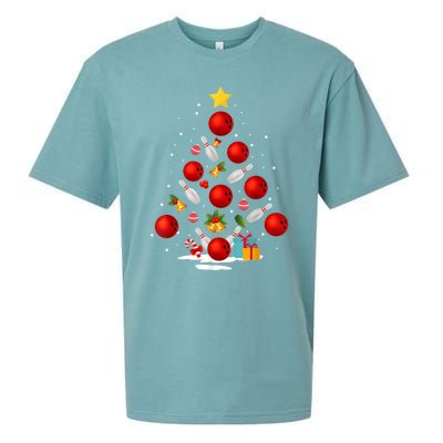 Bowling Christmas Tree Funny Xmas Family Matching Gift Sueded Cloud Jersey T-Shirt