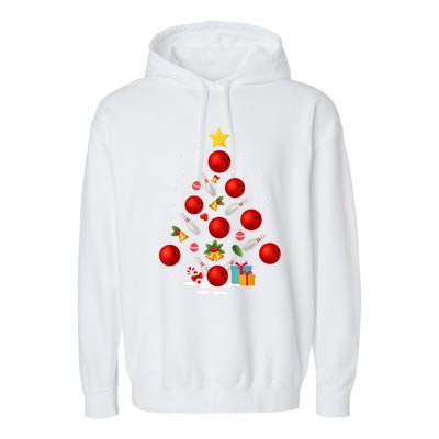 Bowling Christmas Tree Funny Xmas Family Matching Gift Garment-Dyed Fleece Hoodie