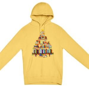 Book Christmas Tree Lights Teacher Librarian Read Lover Xmas Premium Pullover Hoodie