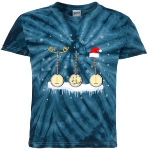 Banjo Christmas Tree With Santa Hat Xmas Kids Tie-Dye T-Shirt