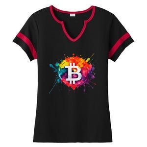 Bitcoin Crypto Trader Investor Cryptocurrency Ladies Halftime Notch Neck Tee