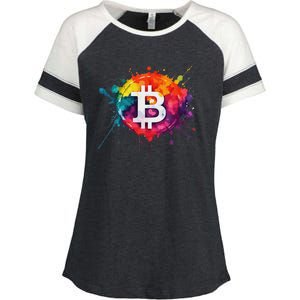 Bitcoin Crypto Trader Investor Cryptocurrency Enza Ladies Jersey Colorblock Tee