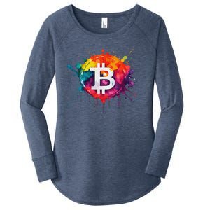 Bitcoin Crypto Trader Investor Cryptocurrency Women's Perfect Tri Tunic Long Sleeve Shirt