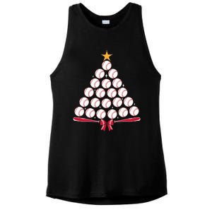 Baseball Christmas Tree Funny Xmas Baseball Player Sports Ladies PosiCharge Tri-Blend Wicking Tank