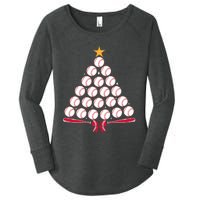 Baseball Christmas Tree Funny Xmas Baseball Player Sports Women's Perfect Tri Tunic Long Sleeve Shirt