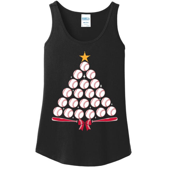 Baseball Christmas Tree Funny Xmas Baseball Player Sports Ladies Essential Tank