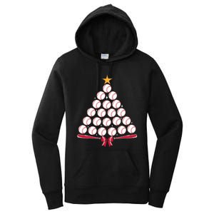 Baseball Christmas Tree Funny Xmas Baseball Player Sports Women's Pullover Hoodie