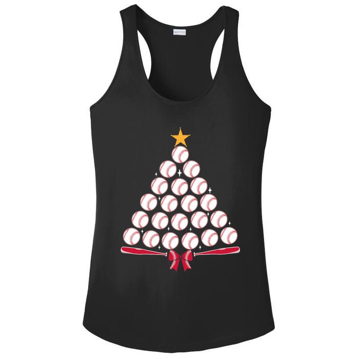 Baseball Christmas Tree Funny Xmas Baseball Player Sports Ladies PosiCharge Competitor Racerback Tank