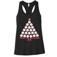 Baseball Christmas Tree Funny Xmas Baseball Player Sports Women's Racerback Tank