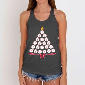 Baseball Christmas Tree Funny Xmas Baseball Player Sports Women's Knotted Racerback Tank