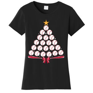 Baseball Christmas Tree Funny Xmas Baseball Player Sports Women's T-Shirt