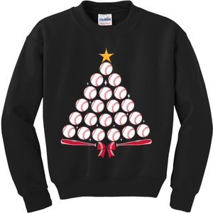 Baseball Christmas Tree Funny Xmas Baseball Player Sports Kids Sweatshirt