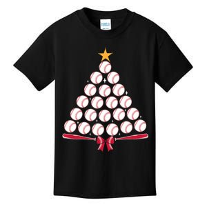 Baseball Christmas Tree Funny Xmas Baseball Player Sports Kids T-Shirt