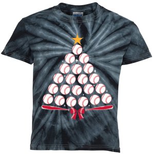 Baseball Christmas Tree Funny Xmas Baseball Player Sports Kids Tie-Dye T-Shirt