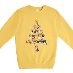 Beagle Christmas Tree Gift Funny Xmas Beagle Cool Gift Premium Crewneck Sweatshirt