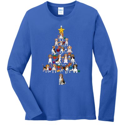 Beagle Christmas Tree Gift Funny Xmas Beagle Cool Gift Ladies Long Sleeve Shirt