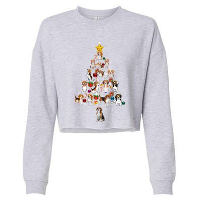 Beagle Christmas Tree Gift Funny Xmas Beagle Cool Gift Cropped Pullover Crew