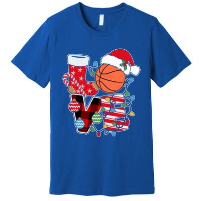 Basketball Christmas Tree Lights Cute Basketball Player Xmas Gift Premium T-Shirt