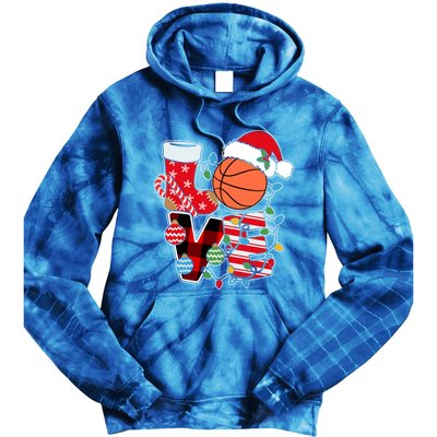 Basketball Christmas Tree Lights Cute Basketball Player Xmas Gift Tie Dye Hoodie