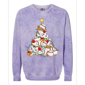 Baseball Christmas Tree Holiday PJs for Players & Coaches Colorblast Crewneck Sweatshirt