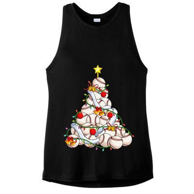 Baseball Christmas Tree Holiday PJs for Players & Coaches Ladies PosiCharge Tri-Blend Wicking Tank