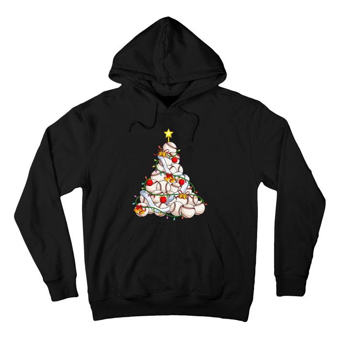 Baseball Christmas Tree Holiday PJs for Players & Coaches Hoodie