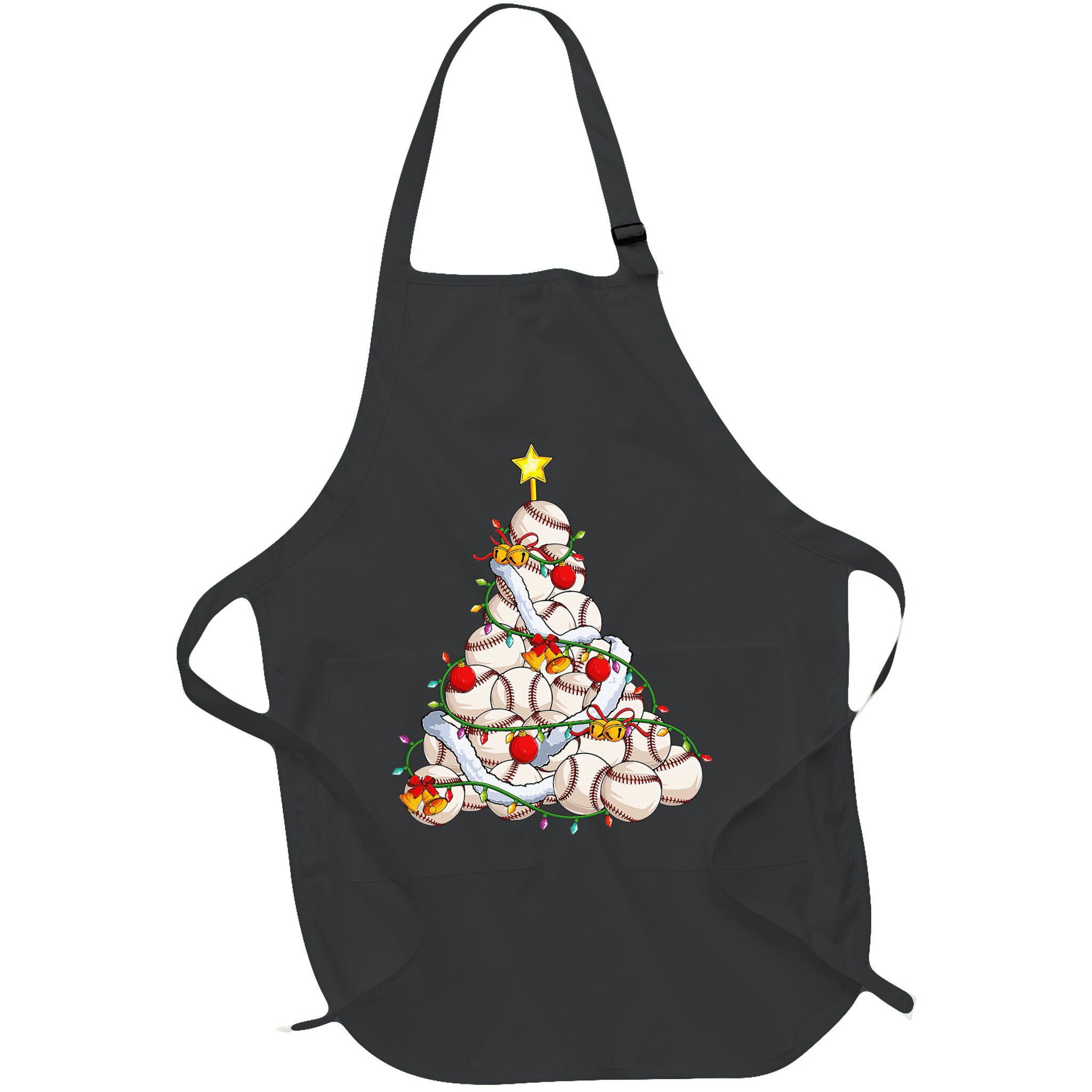 Baseball Christmas Tree Holiday PJs for Players & Coaches Apron