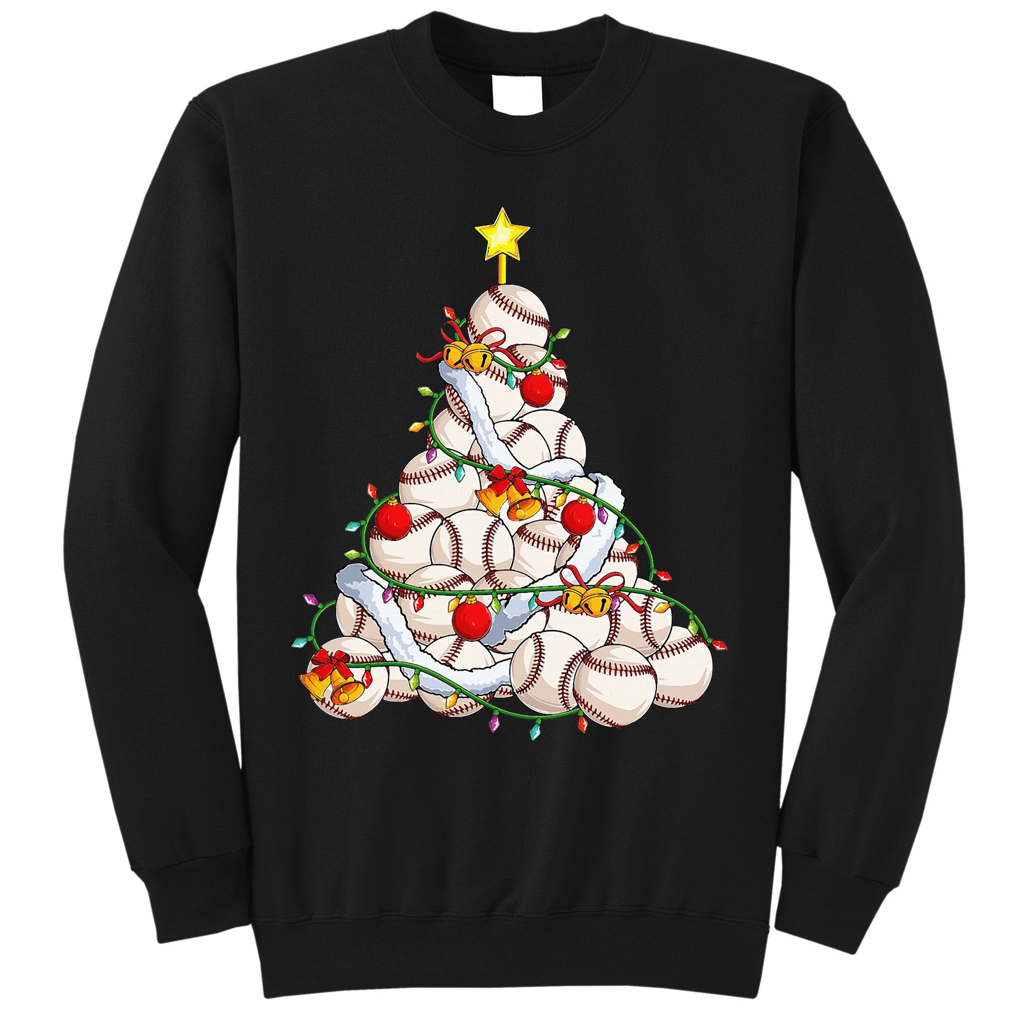 Baseball Christmas Tree Holiday PJs for Players & Coaches Sweatshirt