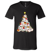 Baseball Christmas Tree Holiday PJs for Players & Coaches V-Neck T-Shirt