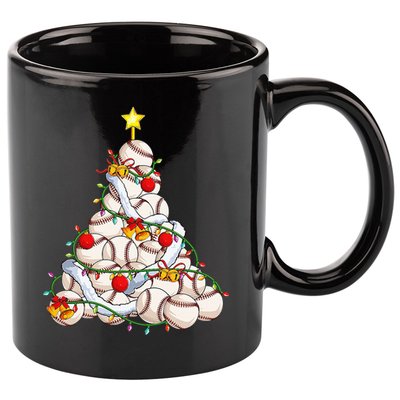 Baseball Christmas Tree Holiday PJs for Players & Coaches 11oz C Handle Ceramic Mug