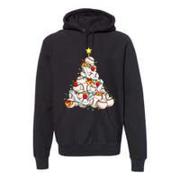 Baseball Christmas Tree Holiday PJs for Players & Coaches Premium Hoodie