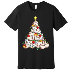 Baseball Christmas Tree Holiday PJs for Players & Coaches Premium T-Shirt